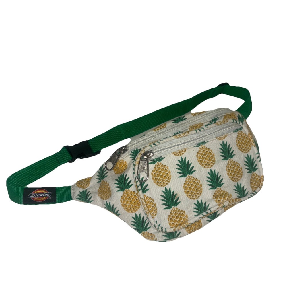 Dickies Pineapple Print Fanny Pack Canvas Waist Bag White Green Tropical